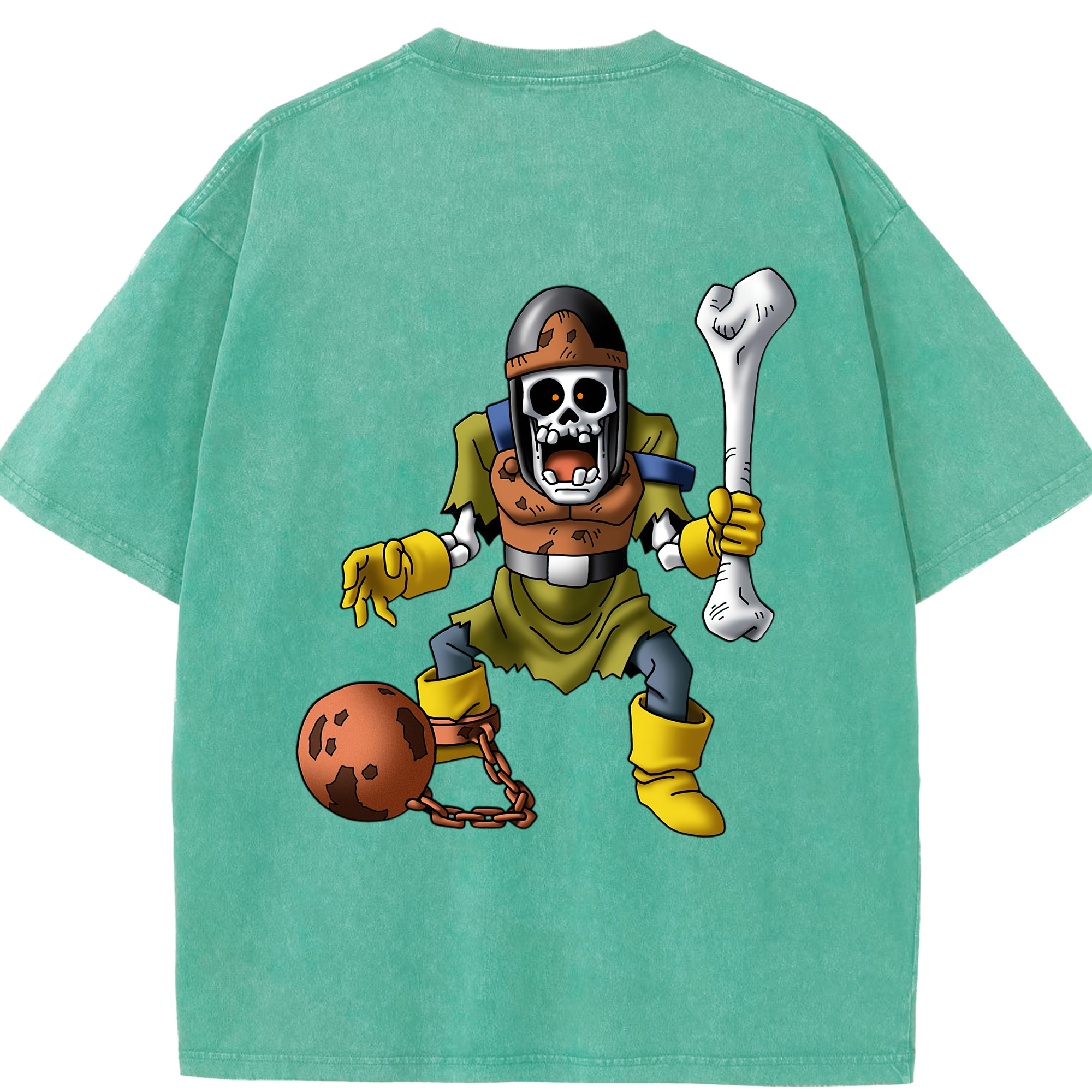 （画像用） ドラゴンクエスト Doragon Kuesuto Dragon Quest 綿100% ヴィンテージ風 半袖Tシャツ（背面プリント）